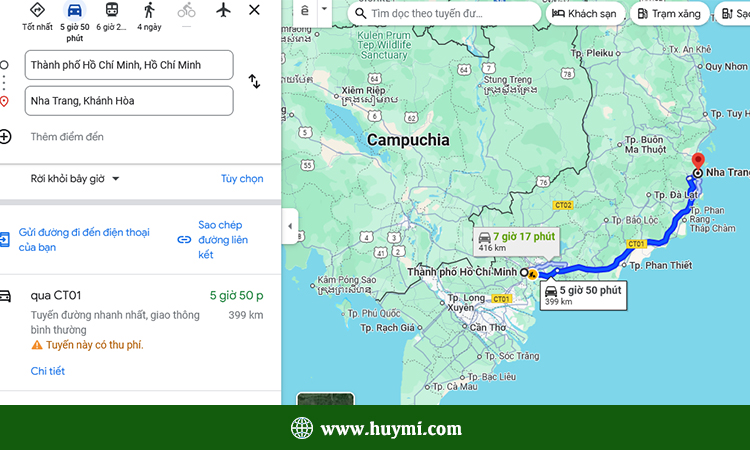 Từ Sài Gòn đi Nha Trang bao nhiêu km?